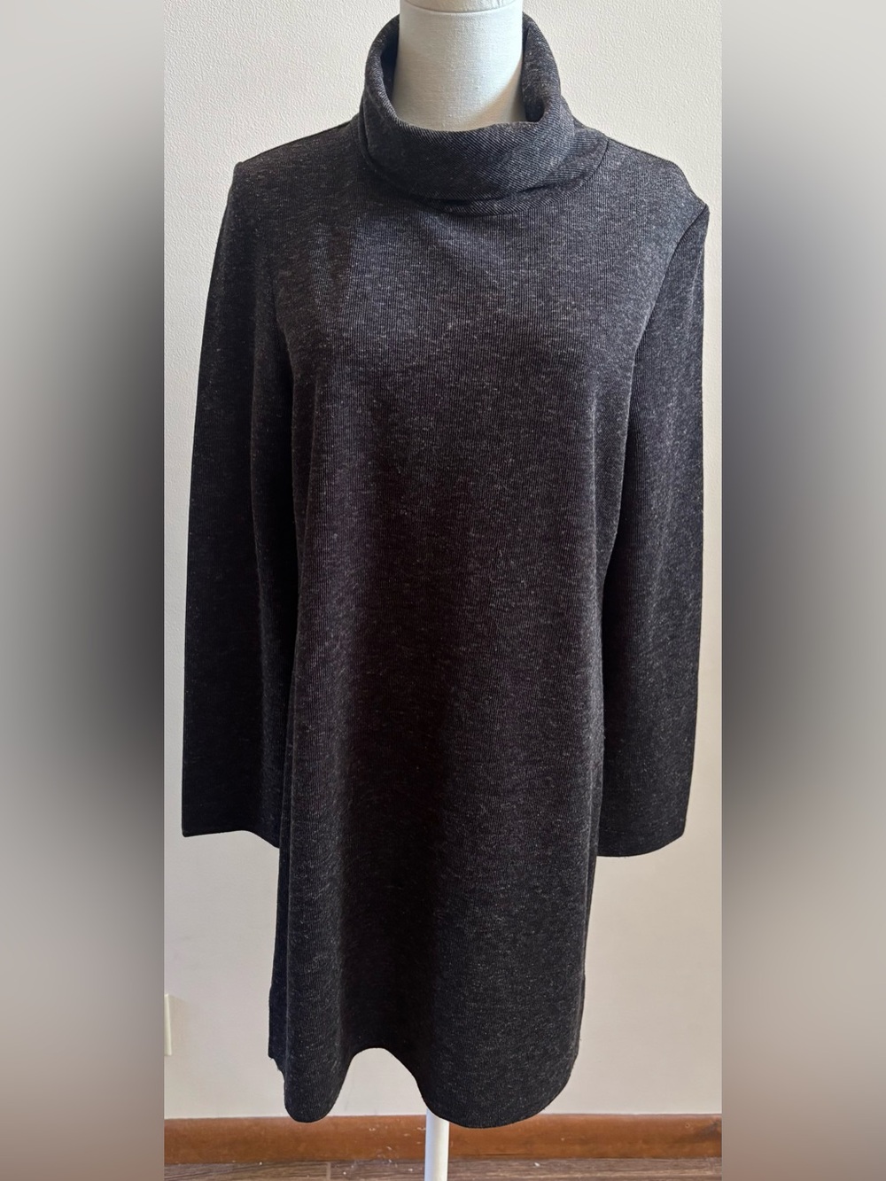 WAYF Gray Cowl Neck Sweater Dress Medium Cozy Knit Minimalist Dress